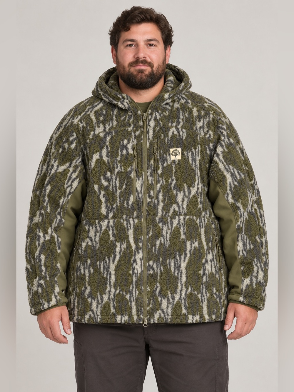 Mossy Oak Winter Woodsman Fleece Jacket 2XL Original Bottomland Camo NWT